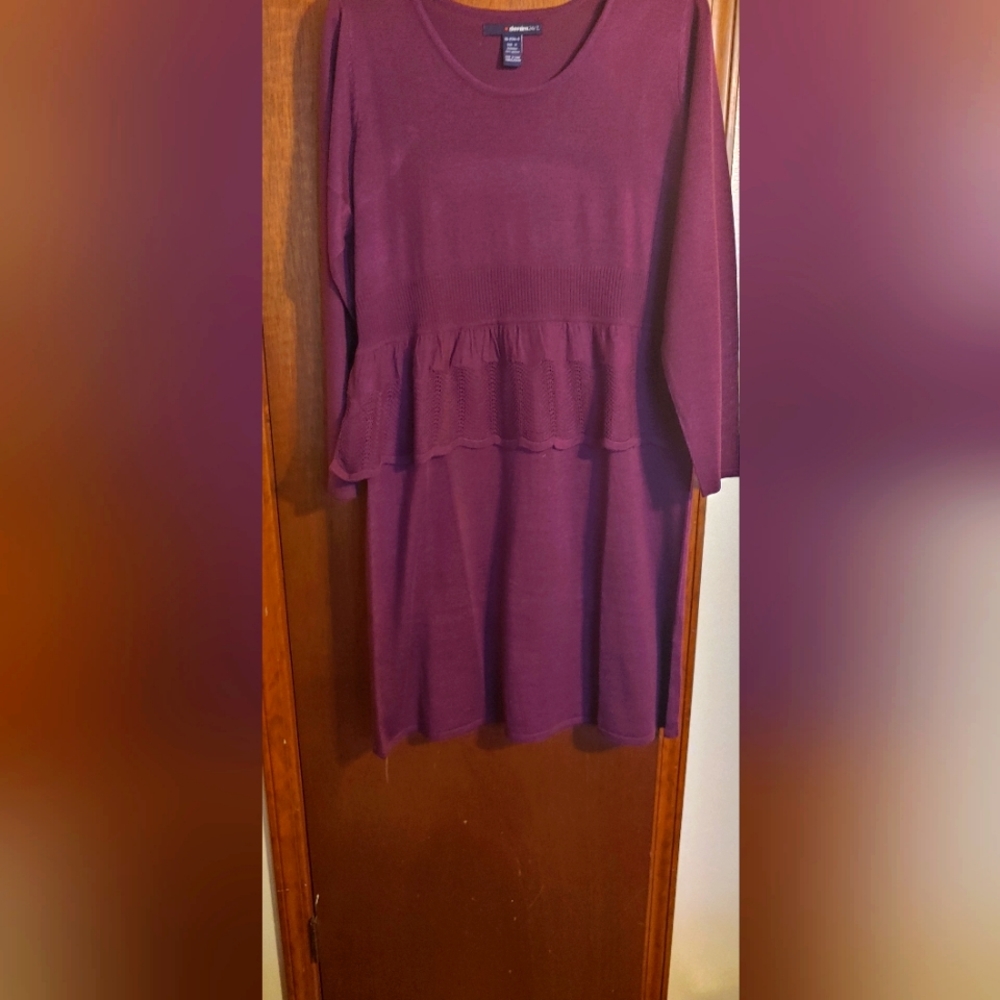 WOMEN'S PLUS SIZE SWEATER DRESS SIZE 2X PURPLE. DENIM 24 7